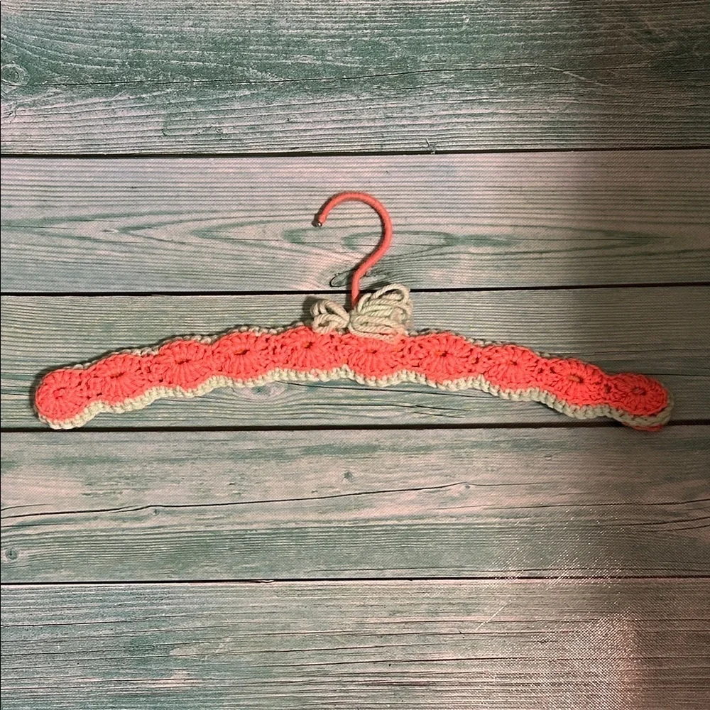 Crochet Hanger with Pink and Green Accents